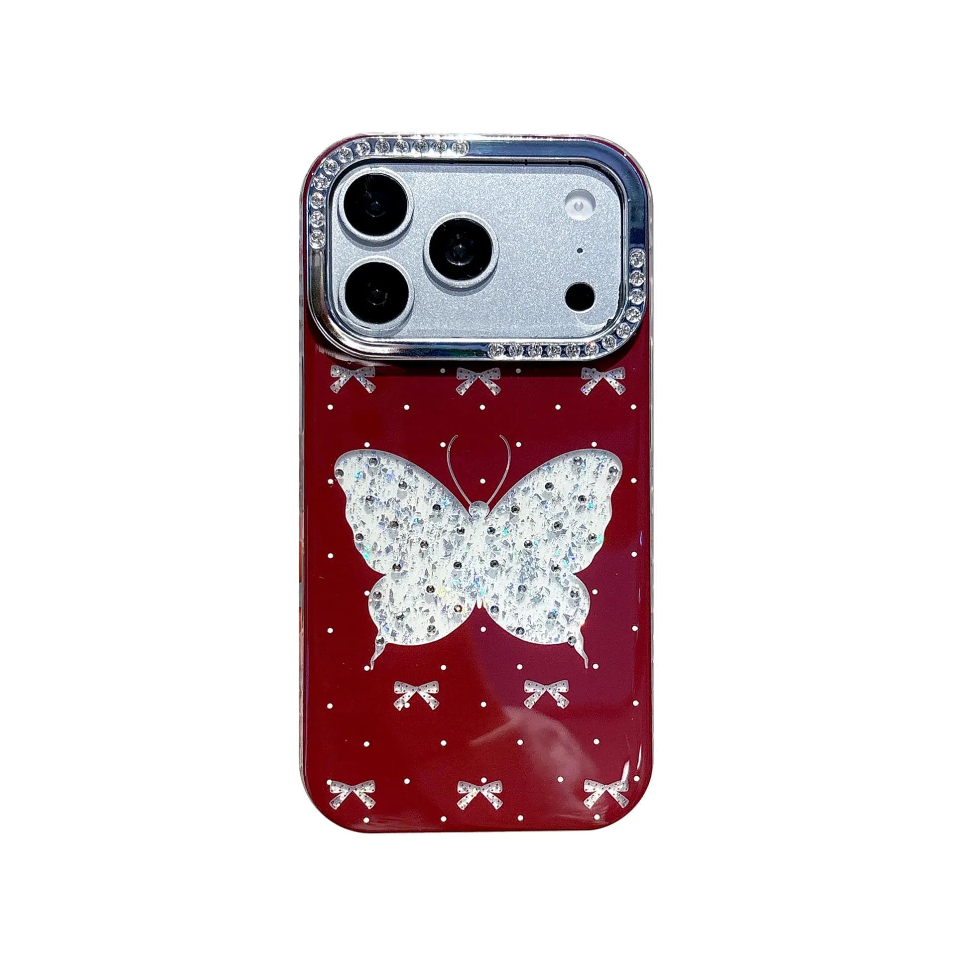 Red Butterfly Glitter Beaded Strap Case  image 2