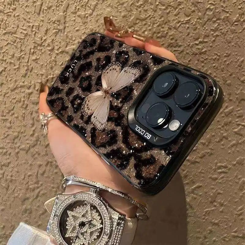 Leopard Butterfly Glitter Case image 2