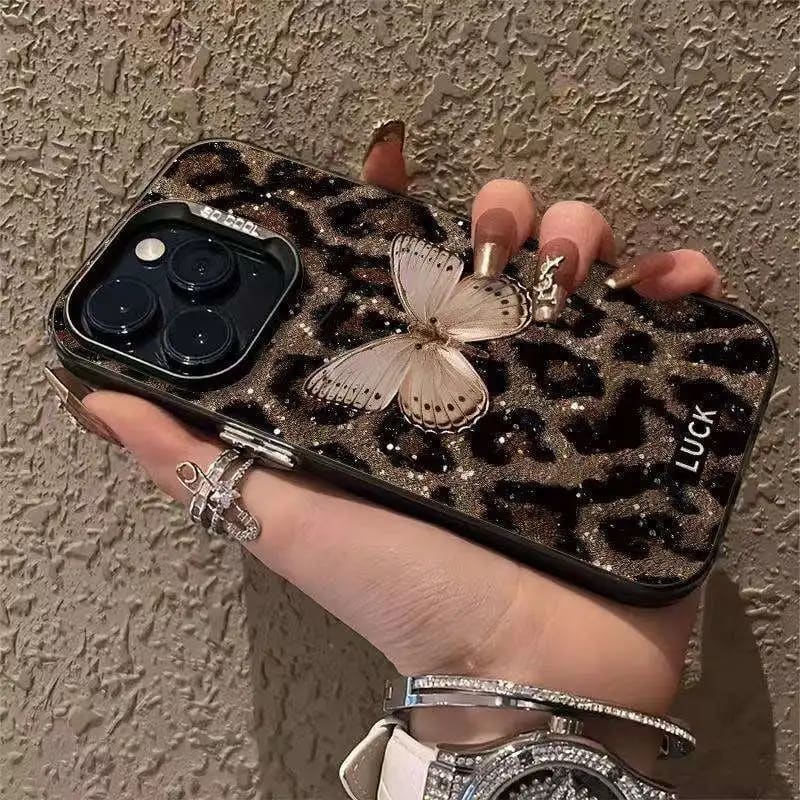 Leopard Butterfly Glitter Case image 5
