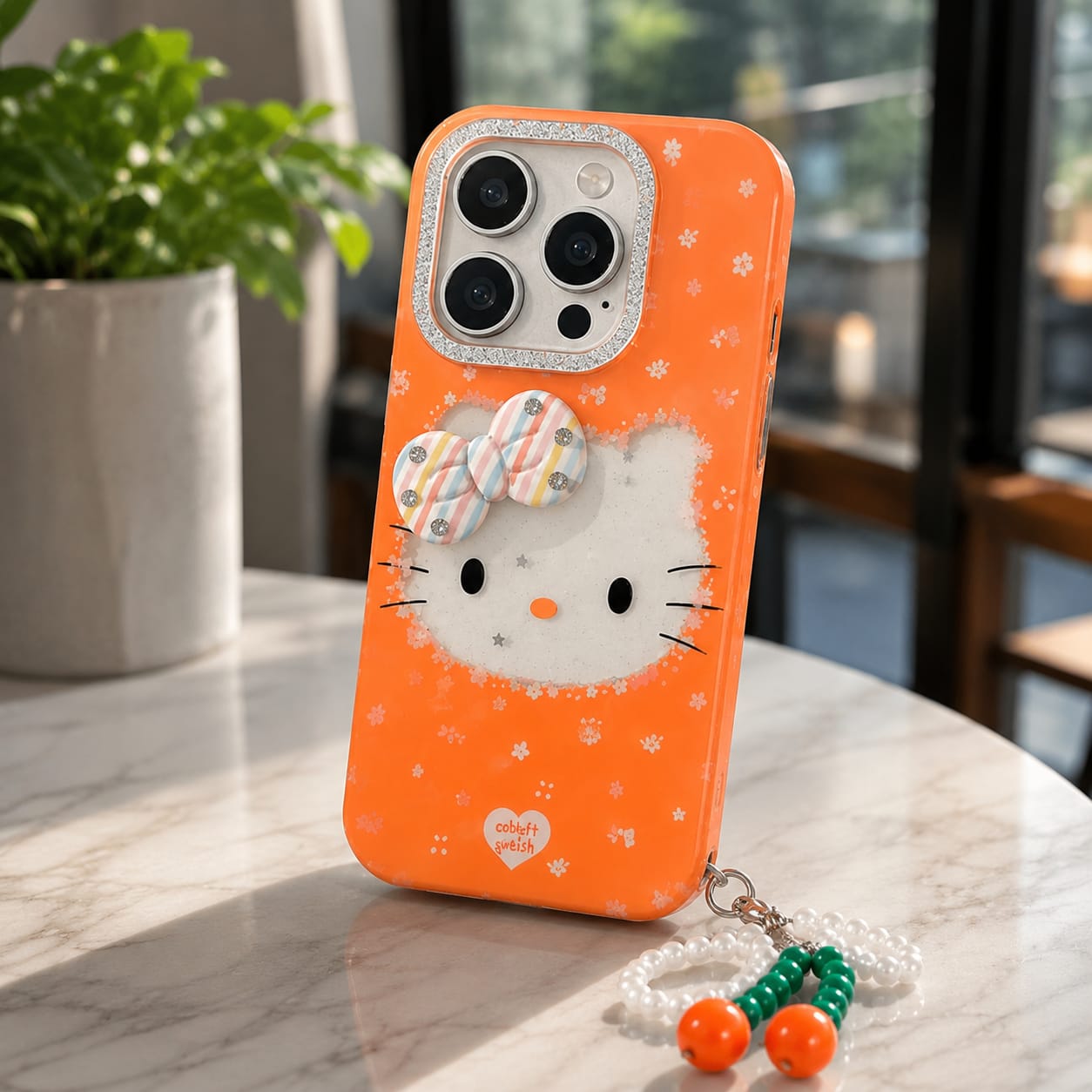 Cute Orange Kitty Charm Case for iPhone
