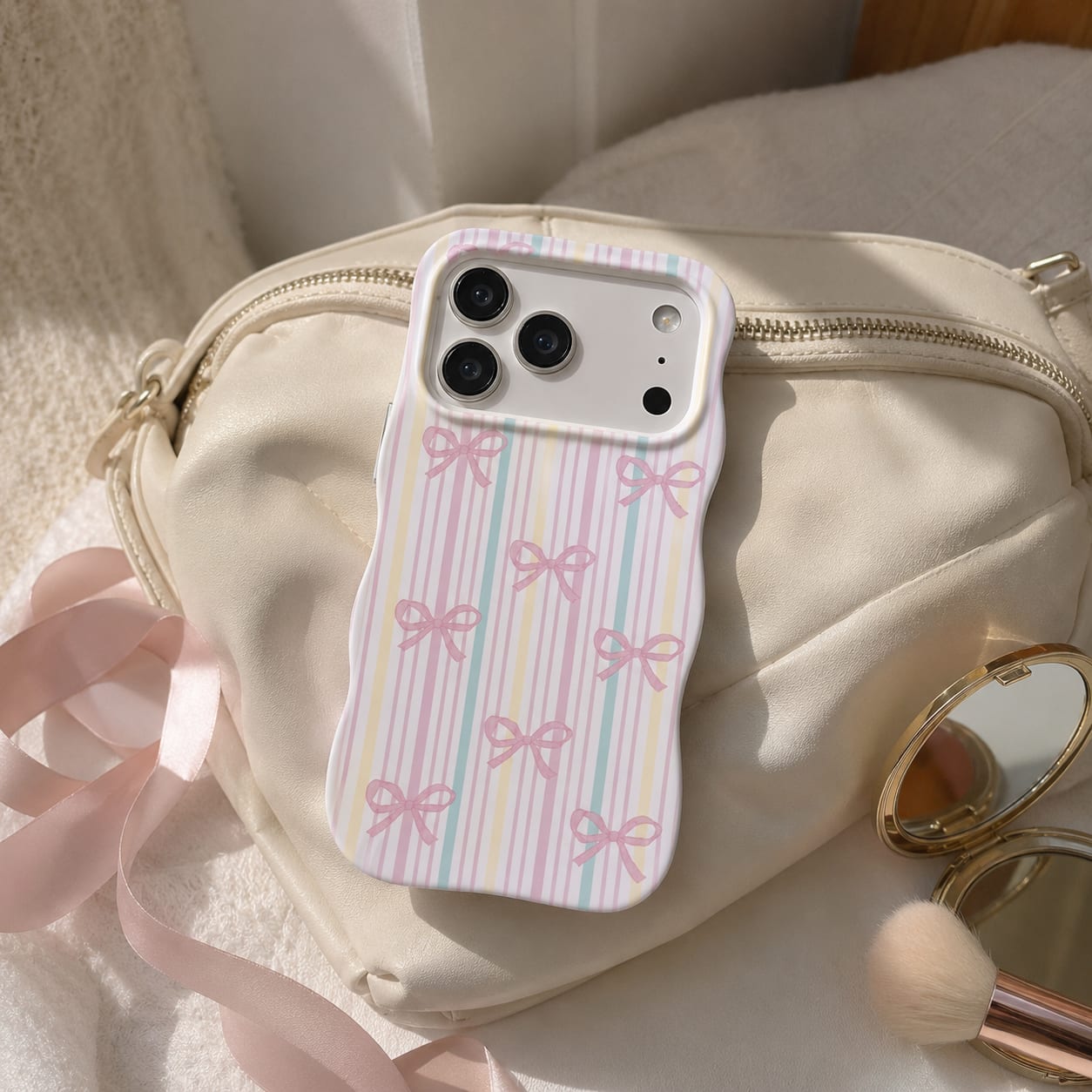 Pastel Ribbon Stripe Case for iPhone 17 pro max