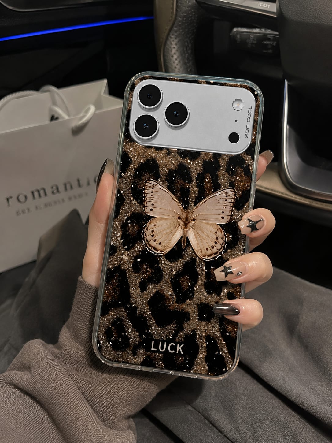 Leopard Butterfly Glitter Case for iPhone 17 pro max