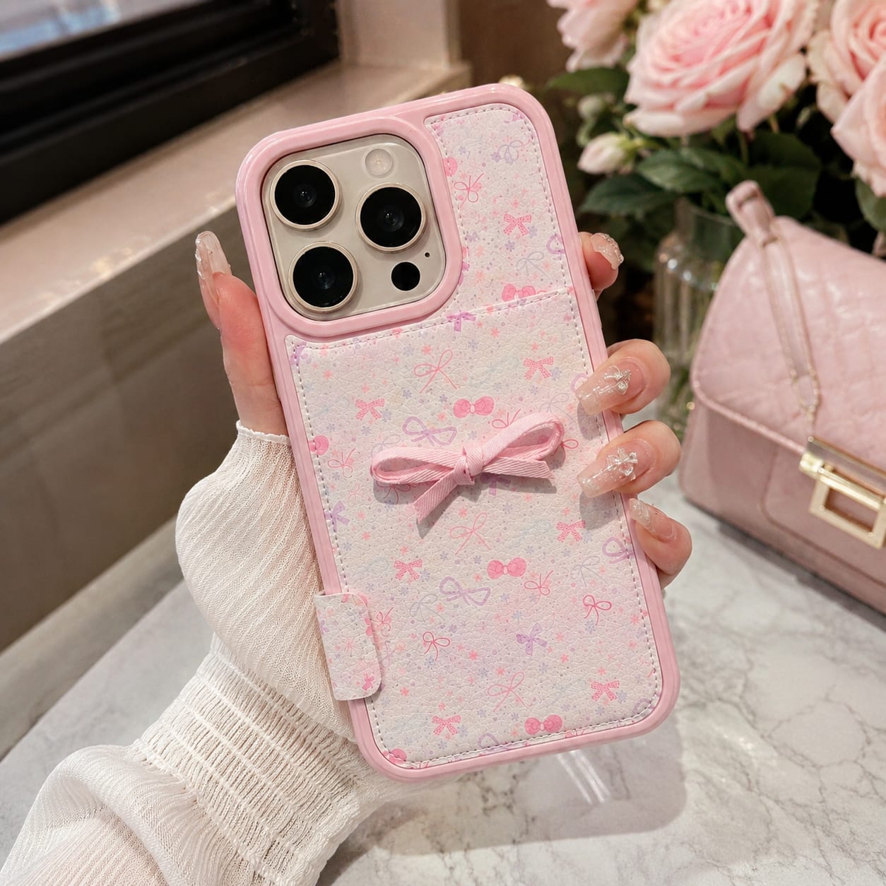 Dreamy Bow Wallet Case for iPhone 16 Pro Max
