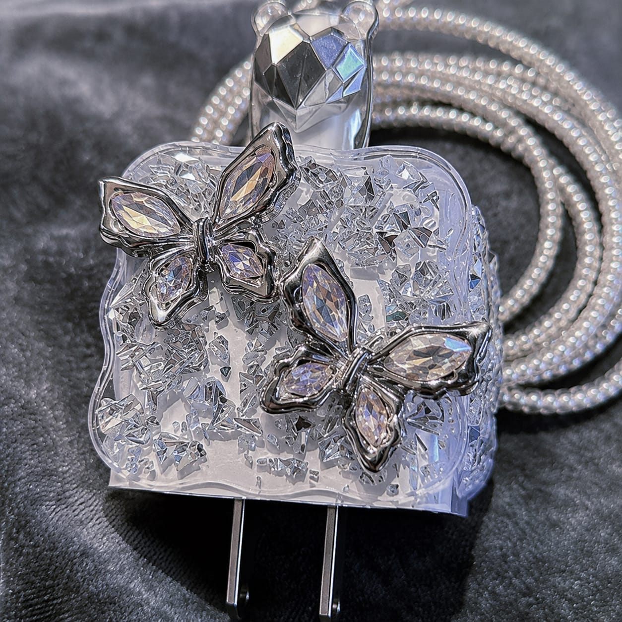 Diamond Butterfly Charger Cover For iPhone image 2
