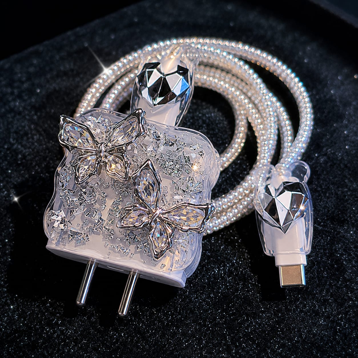 Diamond Butterfly Charger Cover For iPhone image 3