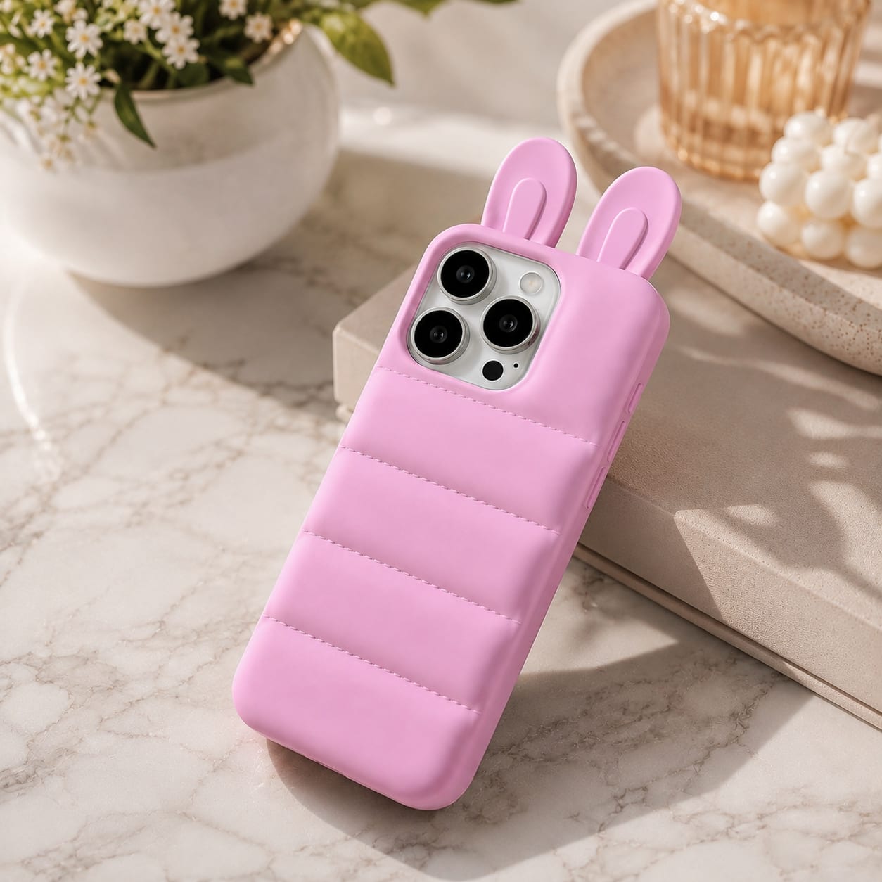 Cute Bunny Puffer Case for iPhone 16 Pro