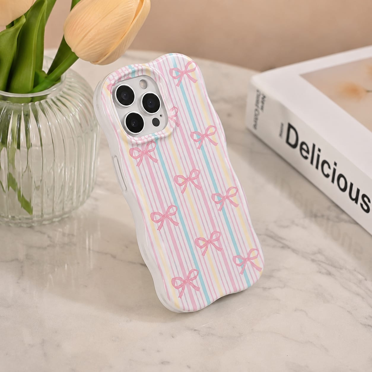 Pastel Ribbon Stripe Case for iPhone 15 Pro Max
