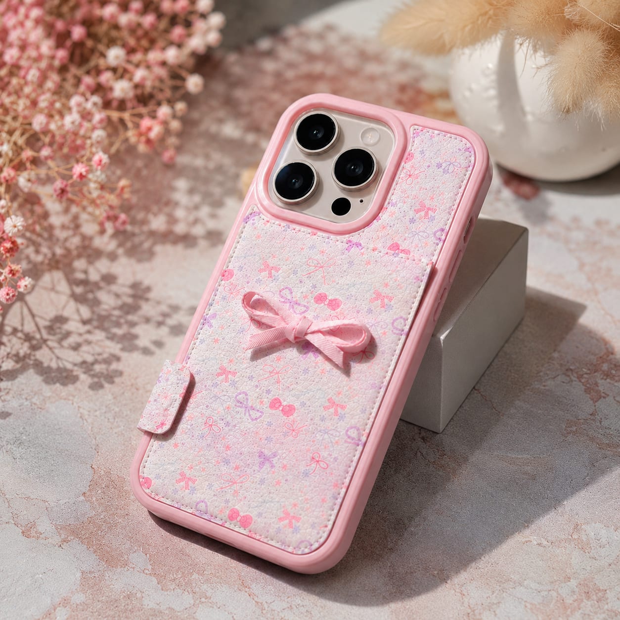 Dreamy Bow Wallet Case for iPhone 15 Pro Max