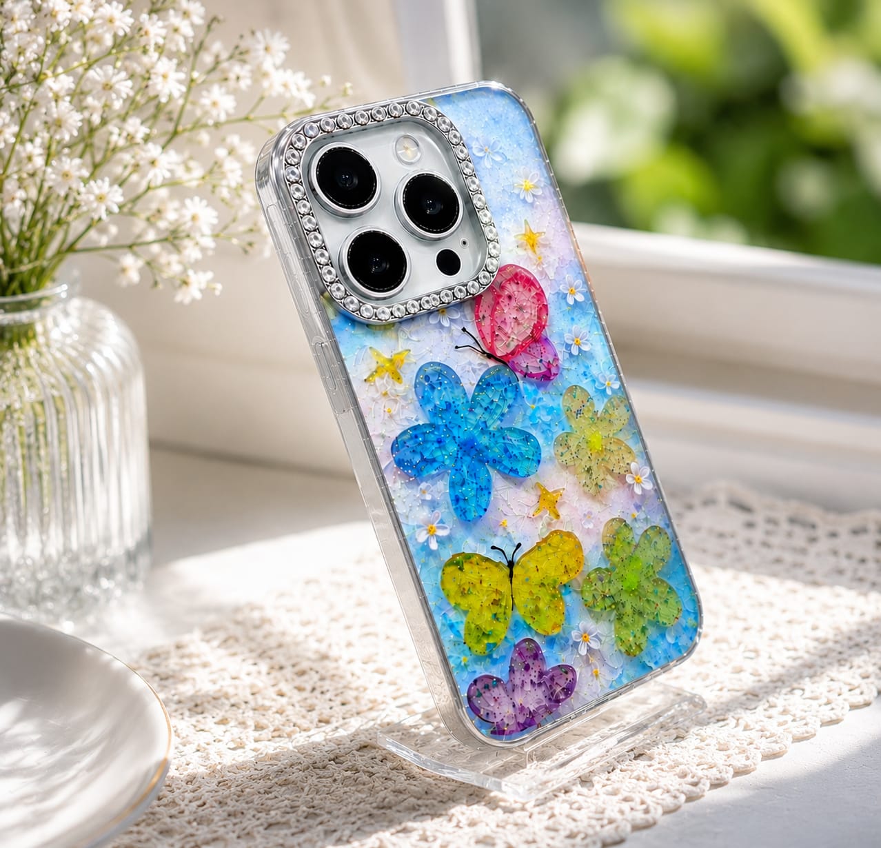 Diamonds Flower Case for iPhone 16 Pro Max