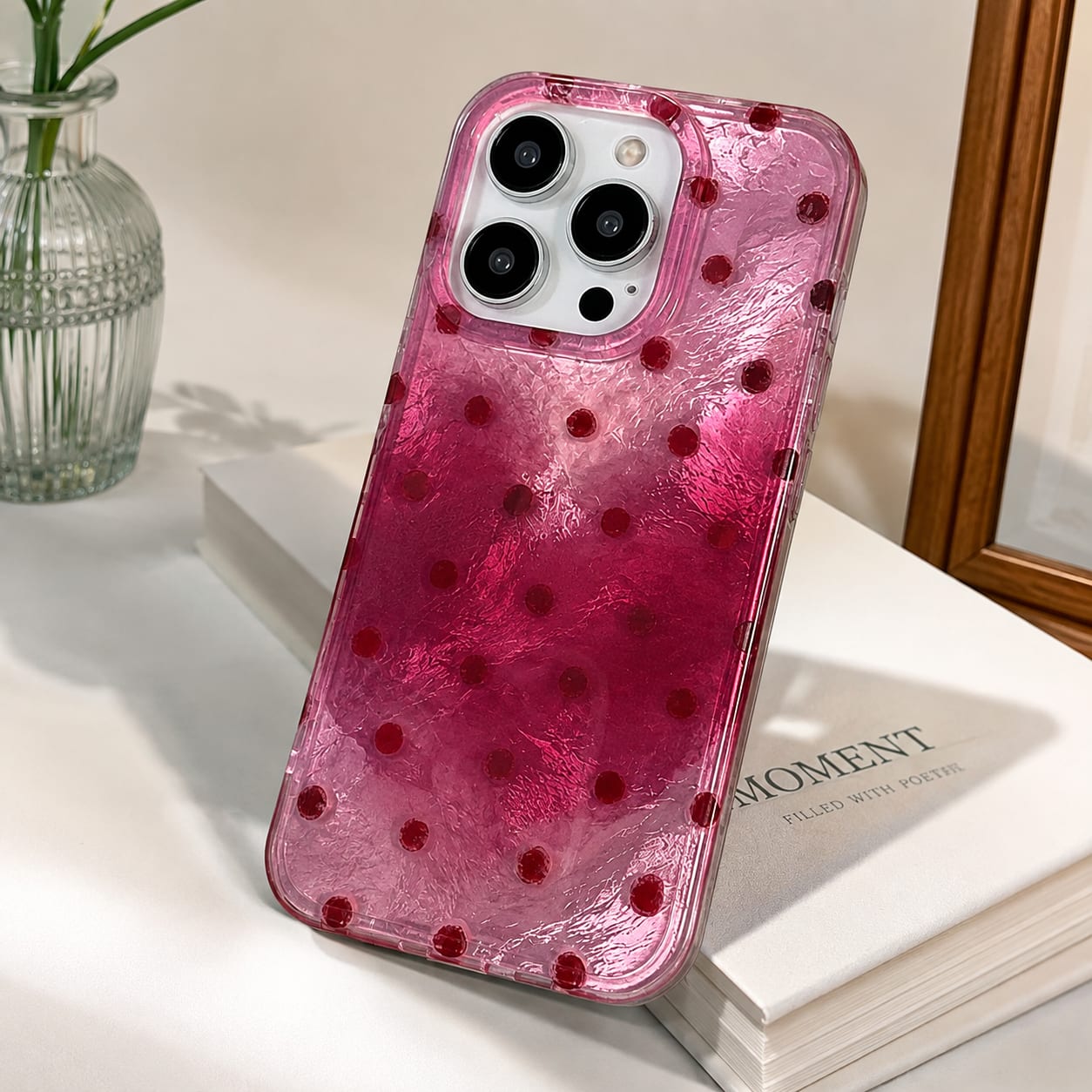 Pink Tie-Dye Polka Dot Case for iPhone 15 Pro