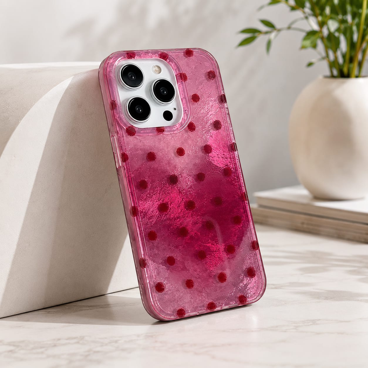 Pink Tie-Dye Polka Dot Case for iPhone 16 Pro Max