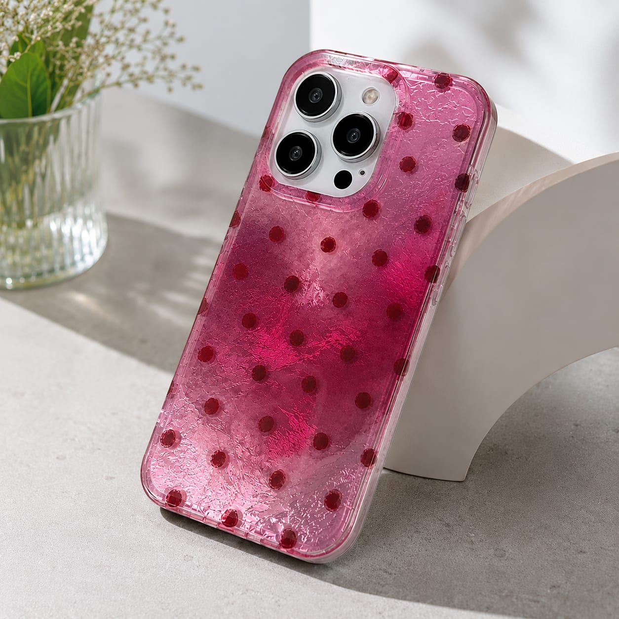 Pink Tie-Dye Polka Dot Case for iPhone 16 Pro