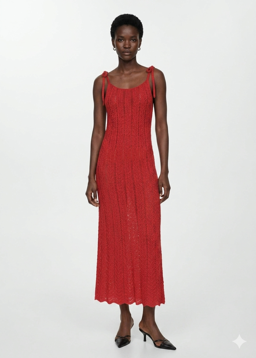 Robe Maille Ajourée Nœuds
