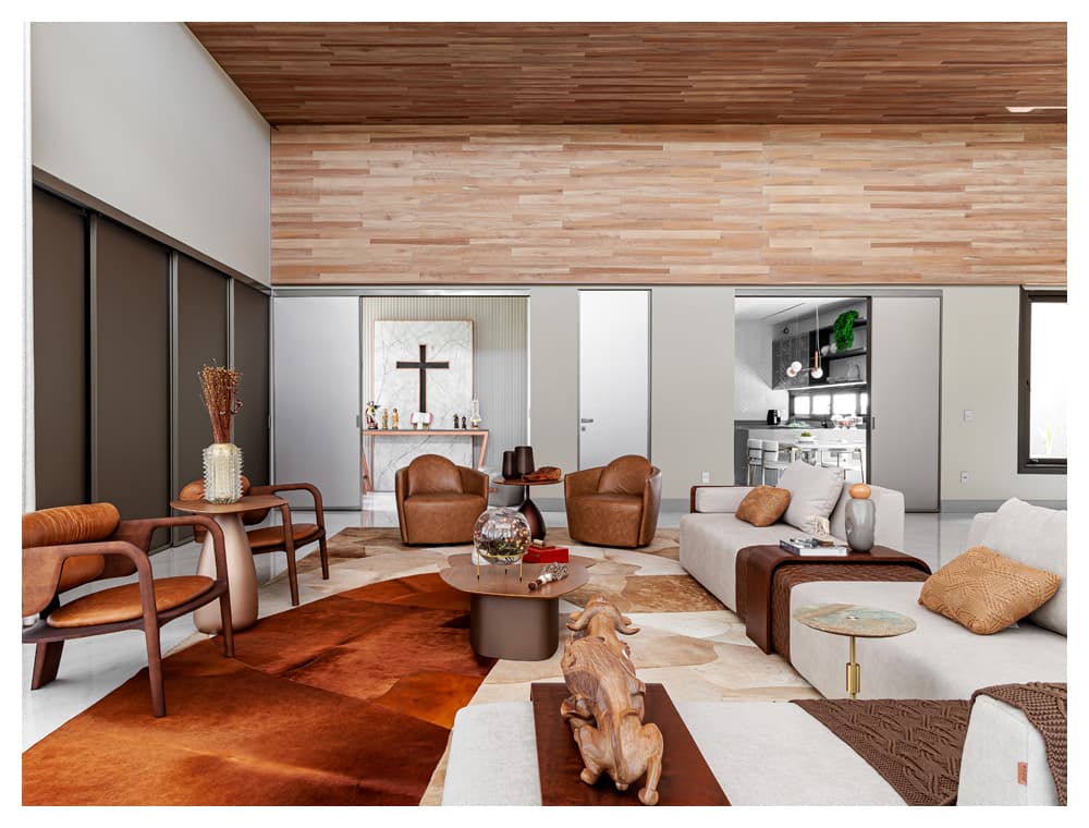 Casa de campo com pé-direito alto e integração Casa de campo com pé-direito alto e integração