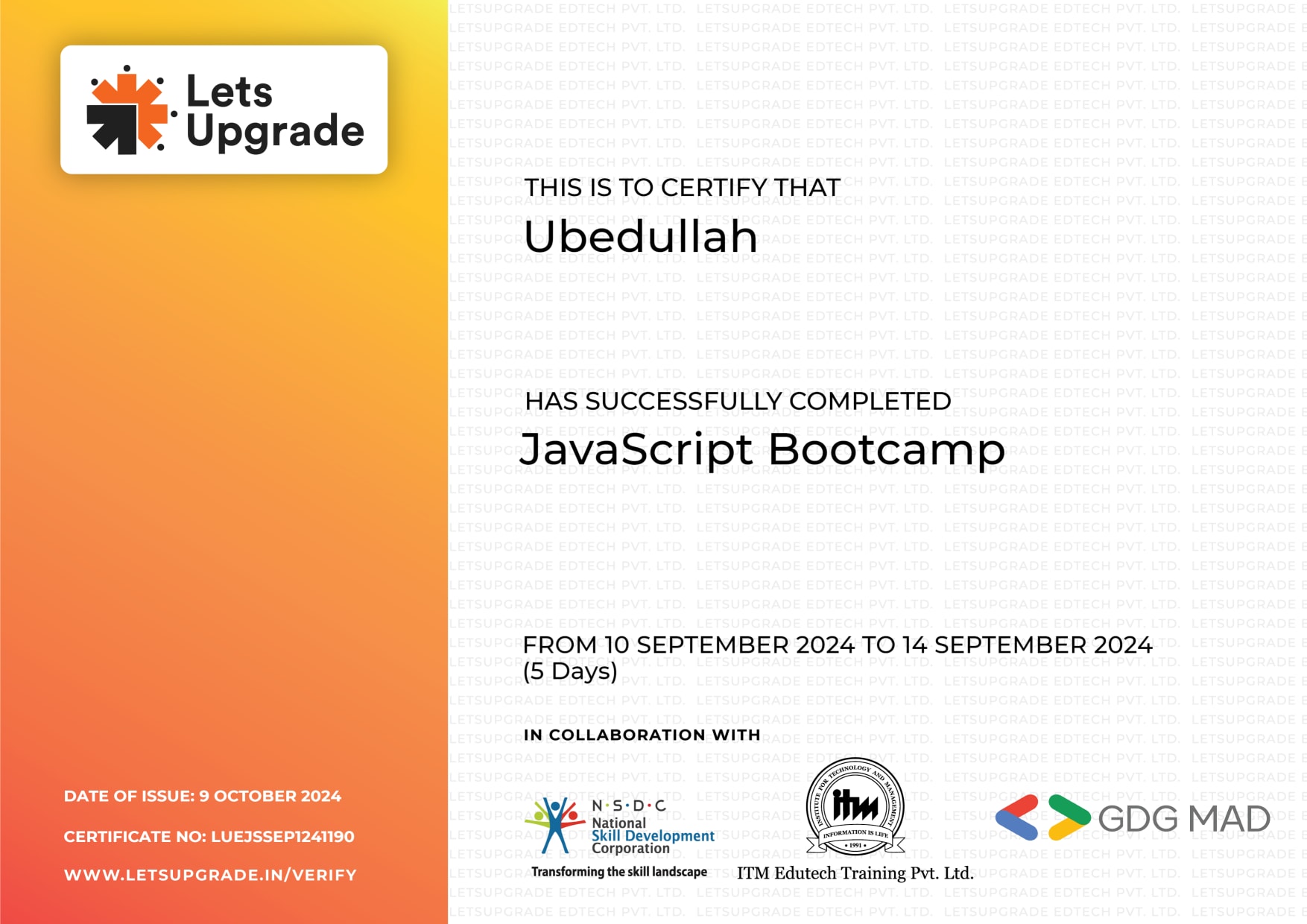 Lets Upgrade JavaScript Bootcamp