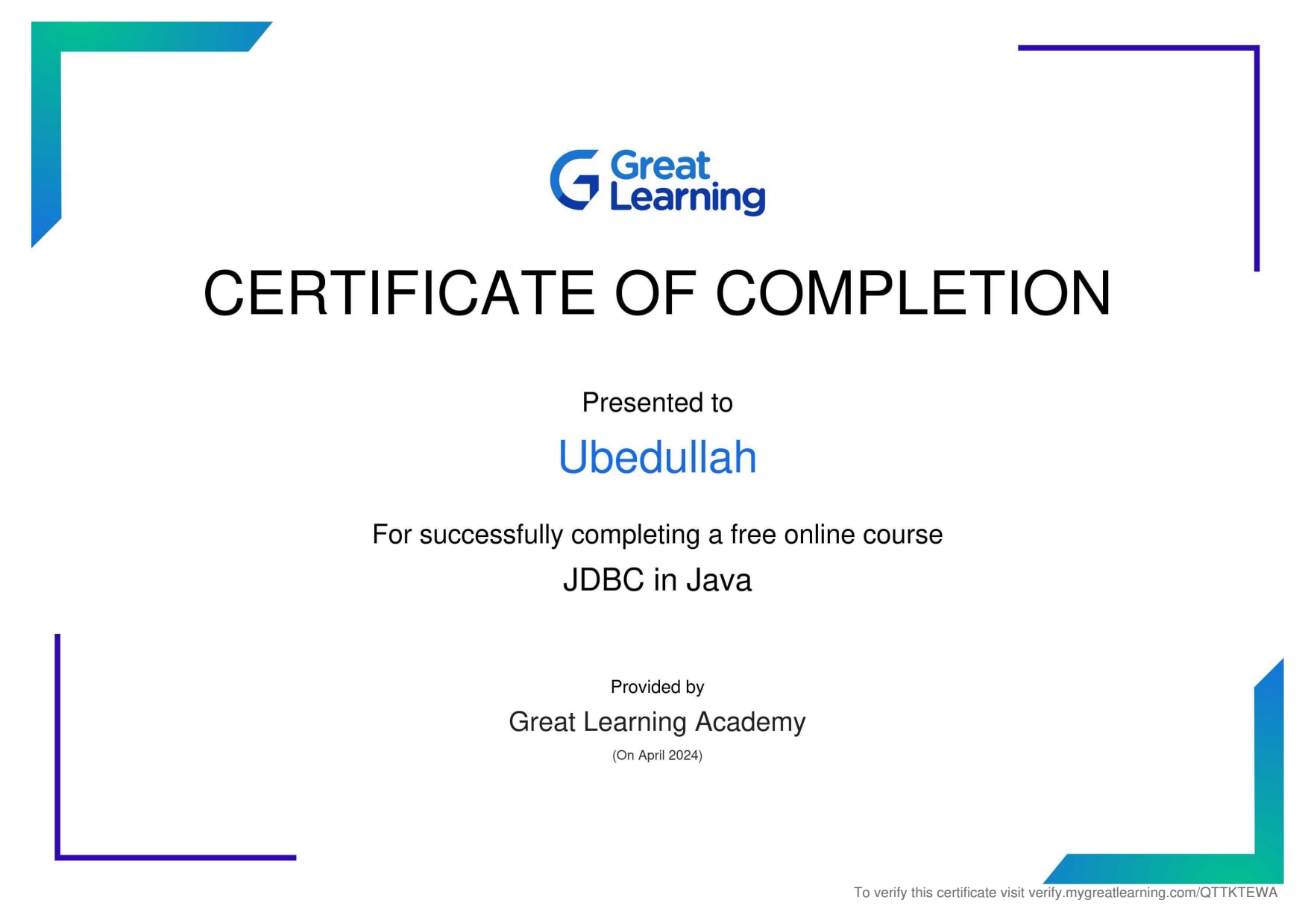 Great Learning JDBC in java