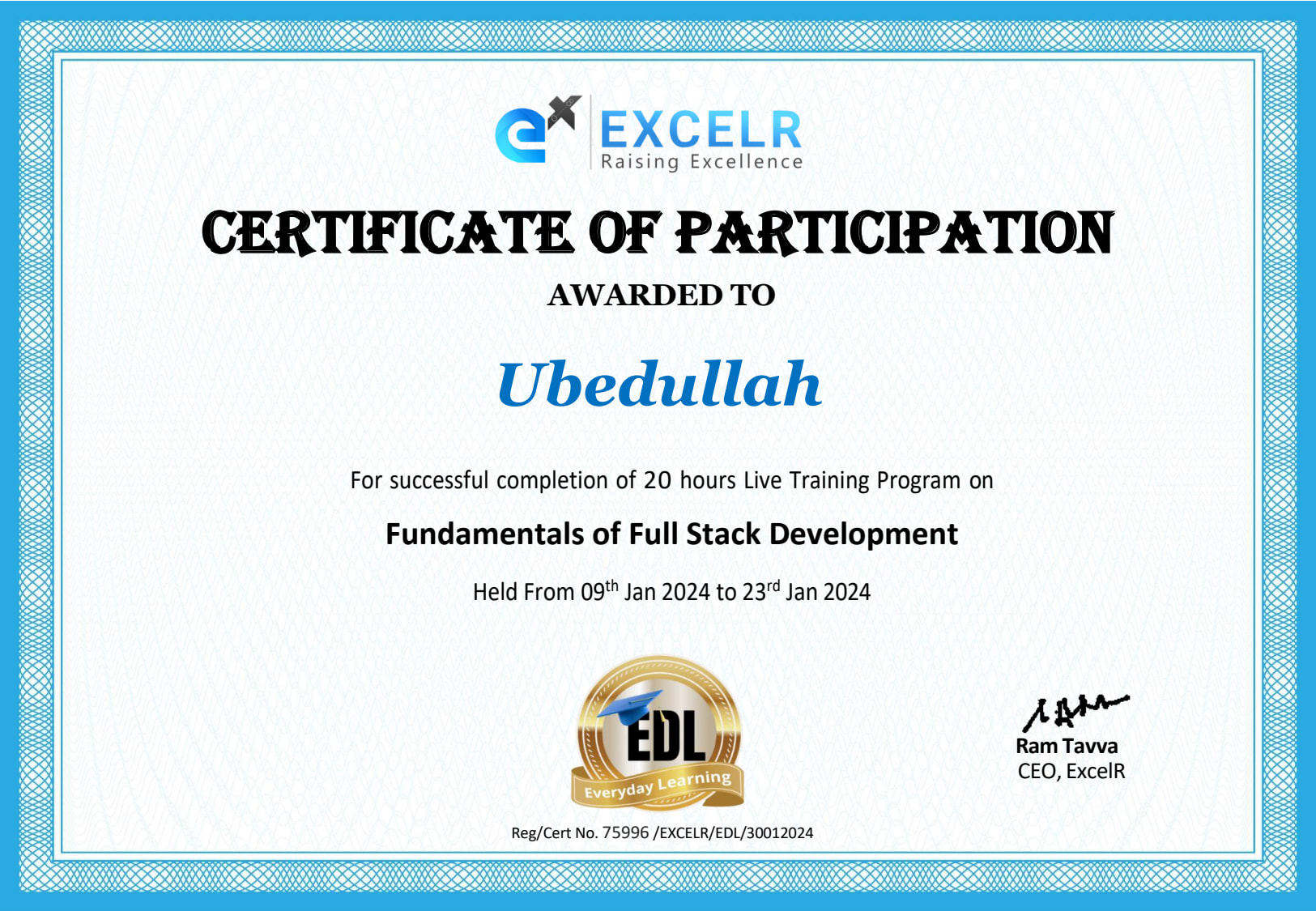 EXCELR-EDL fundamentals of full stack development