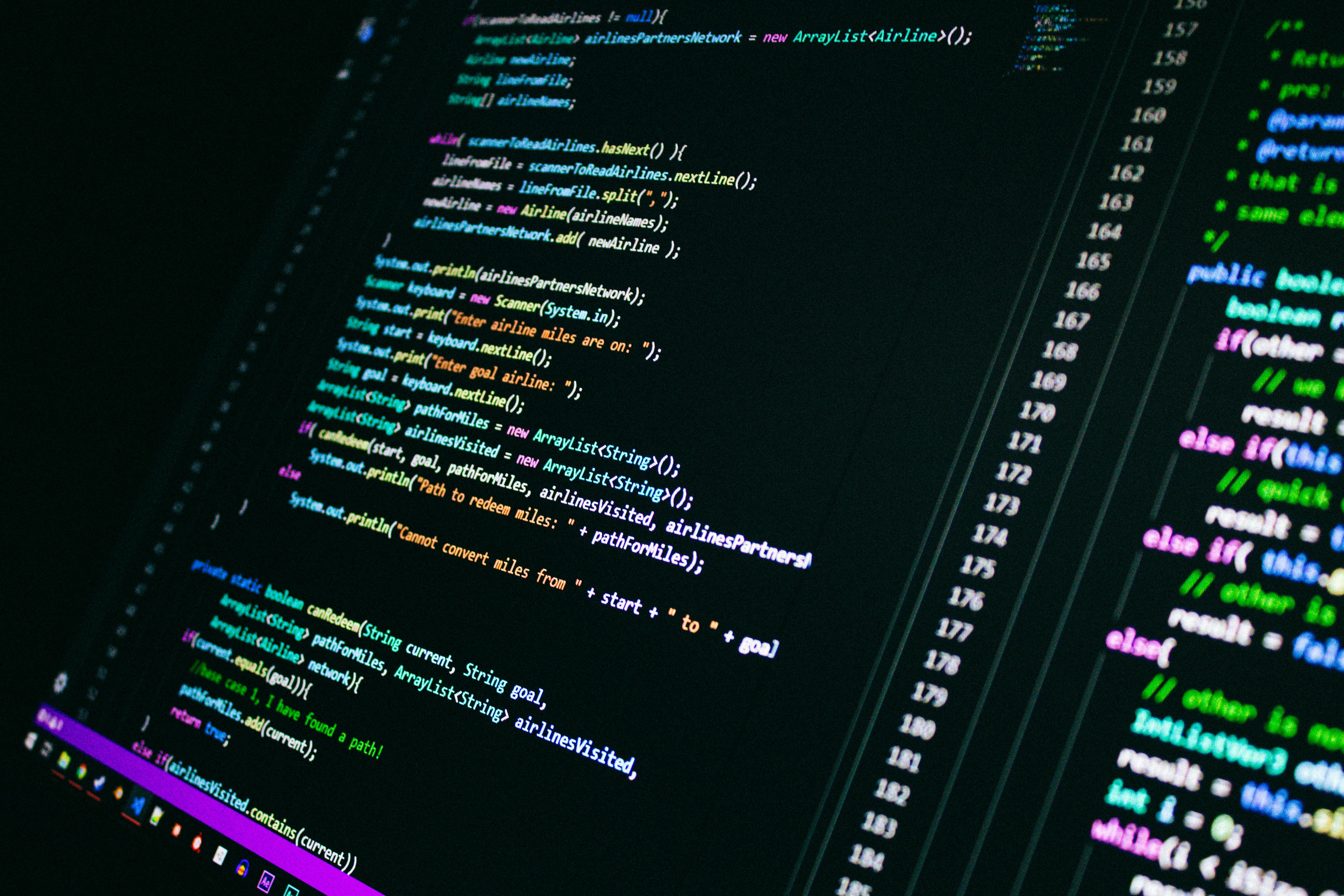Shot of Computer Screen with Multicoloured Code / https://www.pexels.com/@myburgh/