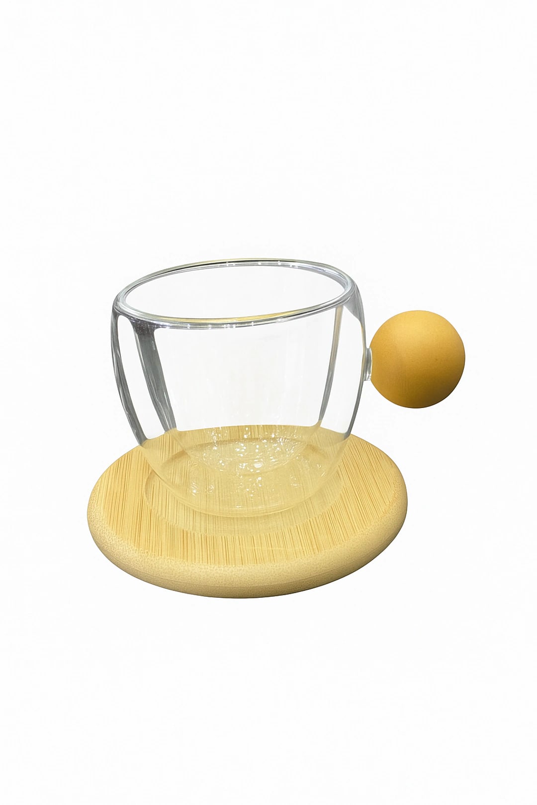 Tasse “Éclipse” – Verre double paroi & poignée bois