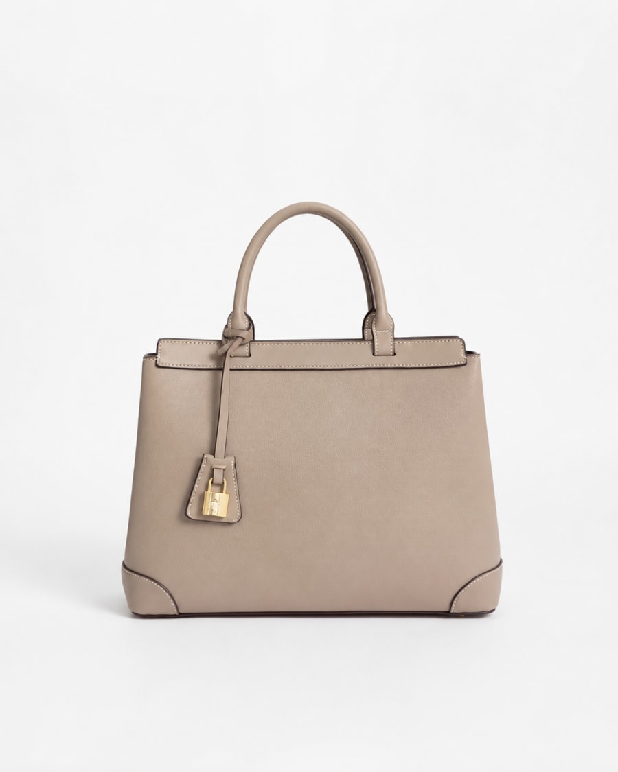 Sac cabas Taupe — cadenas doré