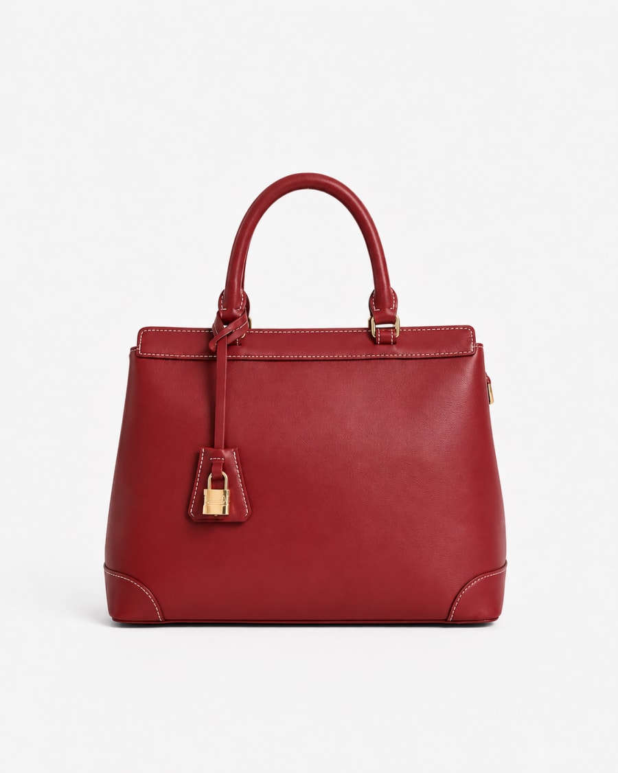 Sac cabas Bordeaux — cadenas doré