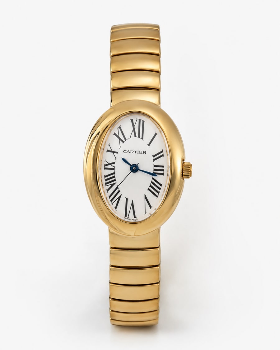 Montre bracelet ovale dorée