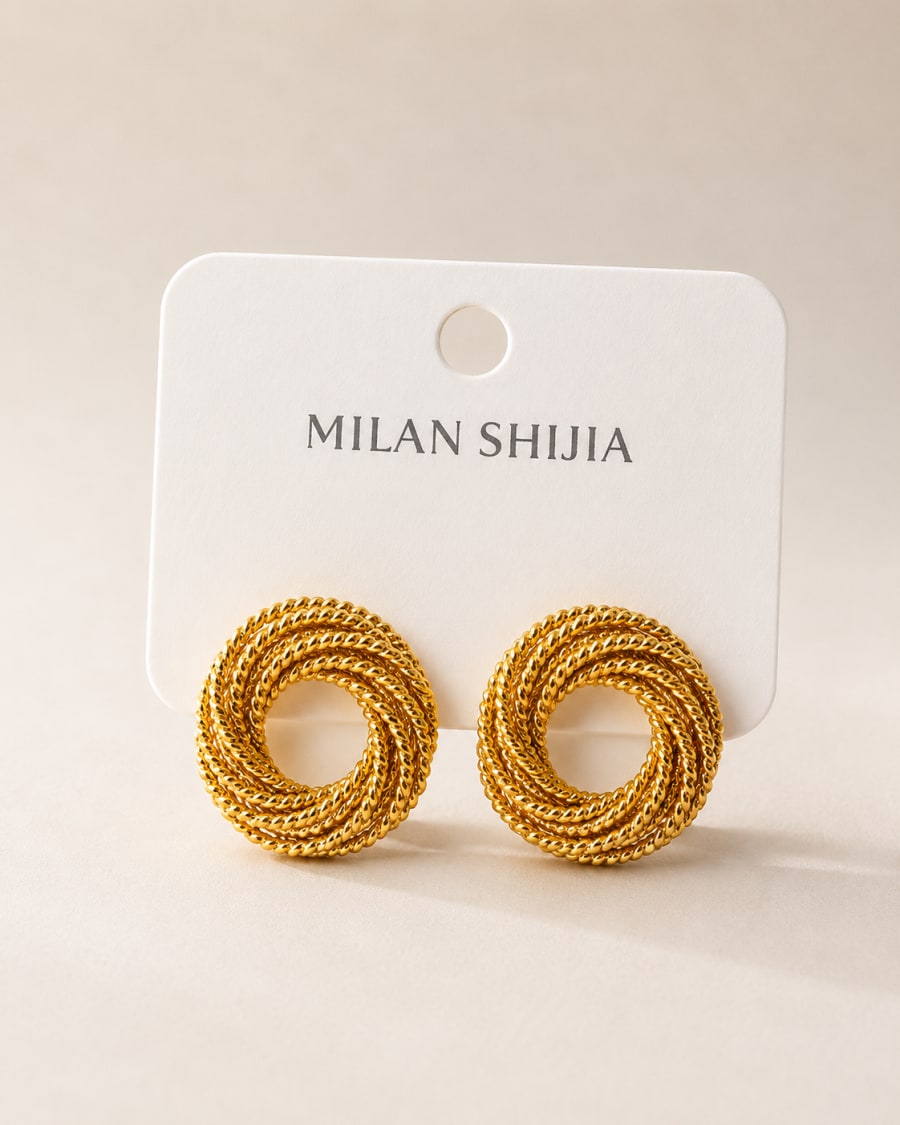 Boucles d'oreilles torsadées dorées