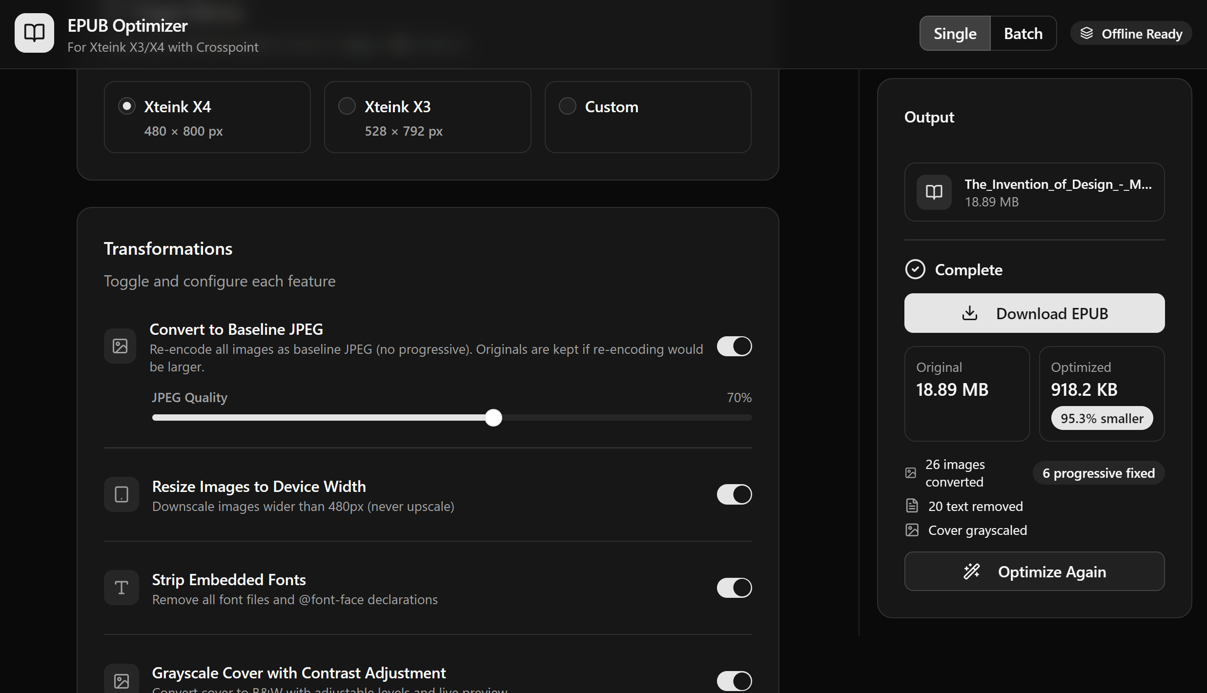 Xteink EPUB Optimizer