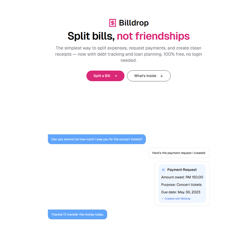 Billdrop preview