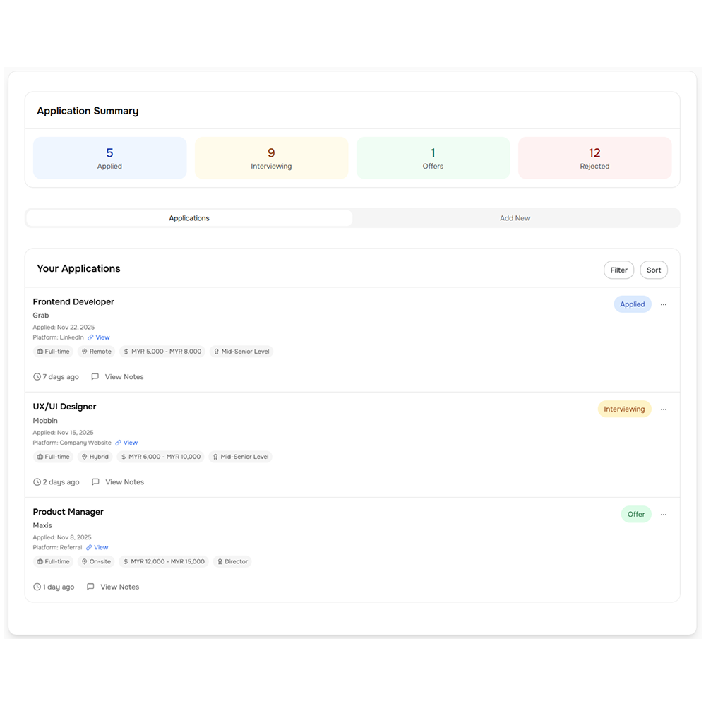 Job Tracker Dashboard preview