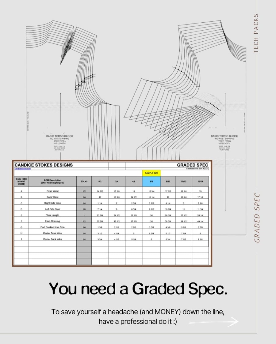 Size grading XS through 3XL