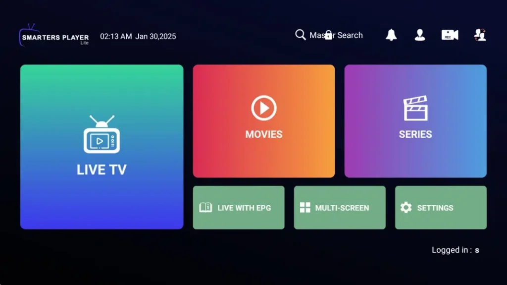 IPTV Smarters Layout
