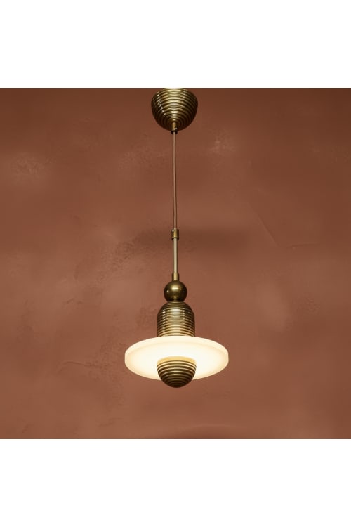 Antique Brass Distressed Modern Pendant Light with Acrylic Diffuser