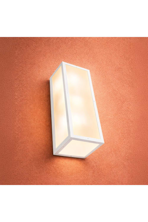 Modern Rectangular Wall Sconce with Metal Frame and Opal Acrylic