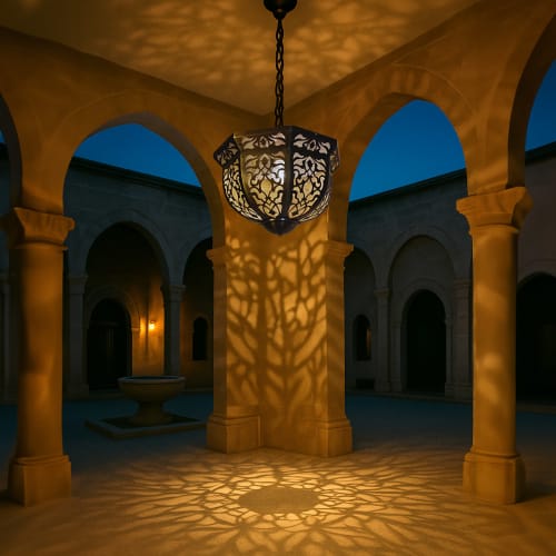 Moroccan Style Pendant Chandelier - Antique Brass