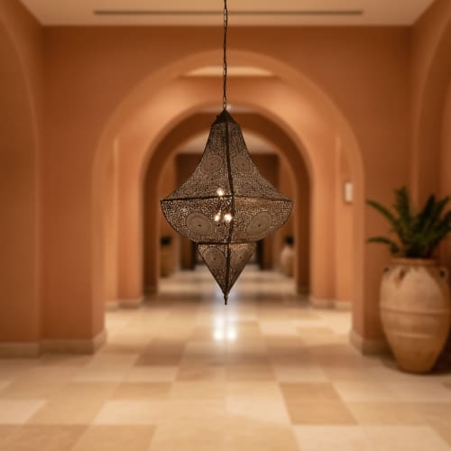 Antique Brass Moroccan Style Pendant Chandelier