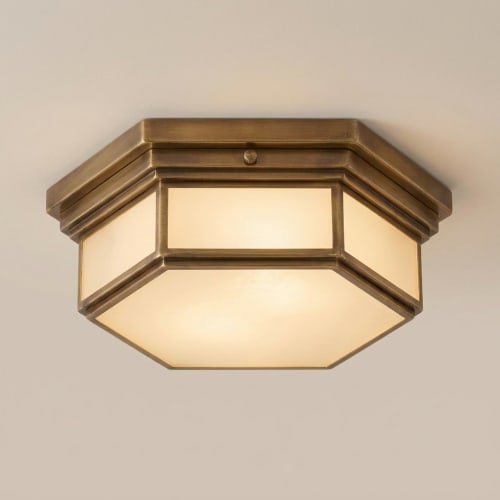 Belmont Flush Mount – Octagonal Opal Glass in a Brass Frame