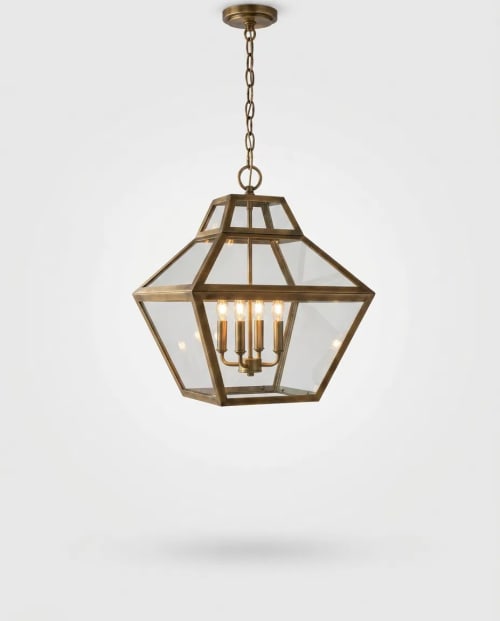 Diamond Lantern Pendant – Handmade Brass & Glass Light