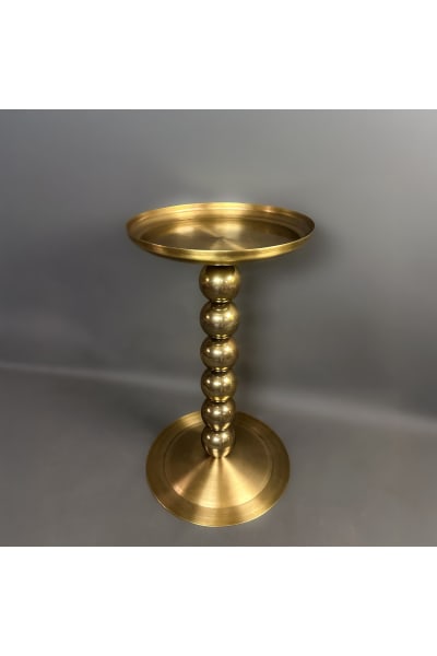 Antique Brass Decorative Metal Stand – Vintage Sphere Detail Display Pedestal