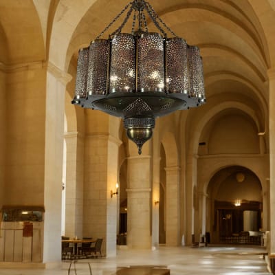 Moroccan Style Decorative Pendant Chandelier - Brass Perforated Metal