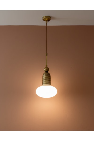 Modern Pendant Light – Antique Brass & Glass Single Ceiling Lamp
