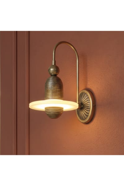 Antique Brass Vintage Wall Sconce with Acrylic Diffuser