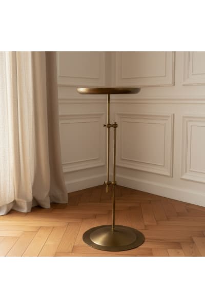 Antique Brass Distressed Adjustable Side Table