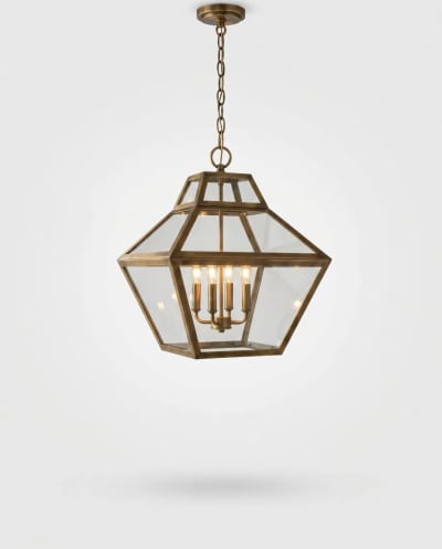 Diamond Lantern Pendant – Handmade Brass & Glass Light