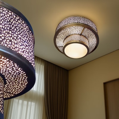 Tiered Pierced Flush Mount – Moroccan Ceiling Light with Opal Glass Ø50 × 35 cm