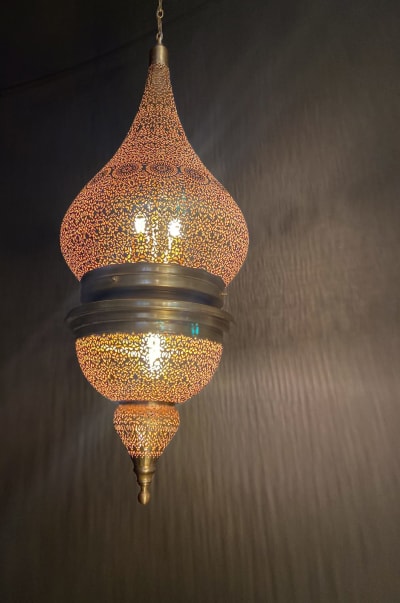 Mandala Desenli Uzun Fener Sarkıt – İnce Delikli Pirinç Avize Ø40 / Ø60 cm