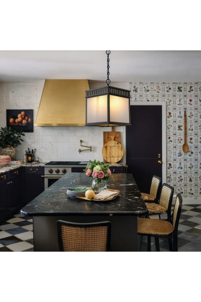 Modern Square Ceiling Chandelier – Geometric Pendant Light Antique Brass