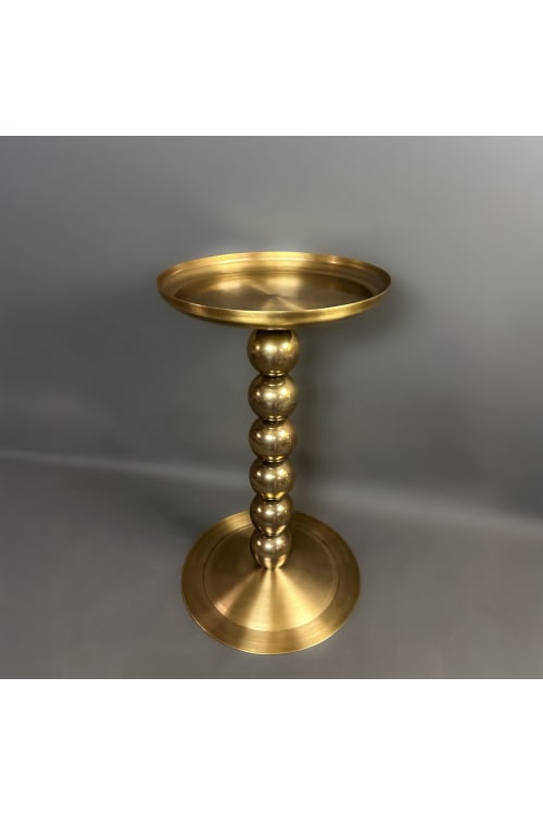 Antique Brass Decorative Metal Stand – Vintage Sphere Detail Display Pedestal