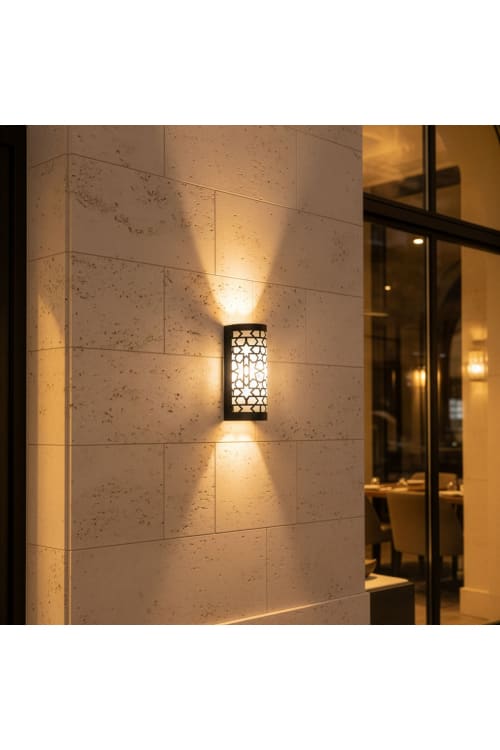 Patterned Decorative Wall Sconce – Antique Brass Ornamental Indoor Light