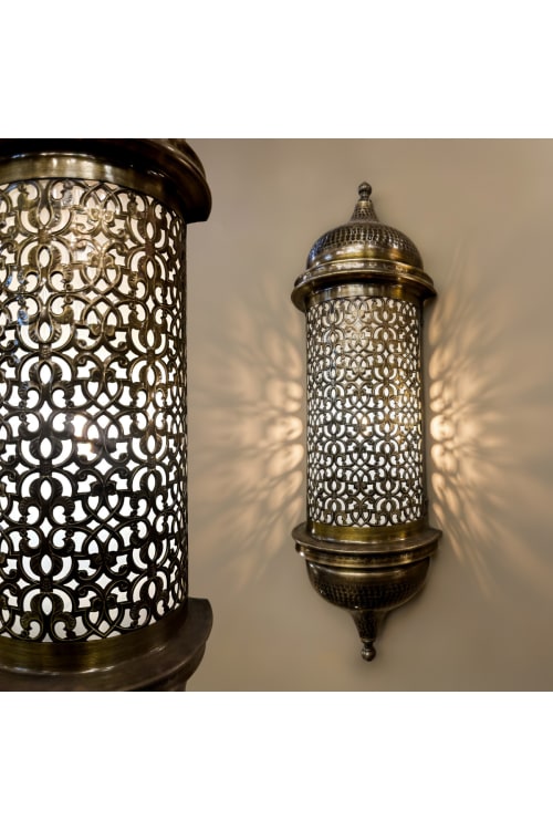Moroccan Embossed Brass Wall Sconce